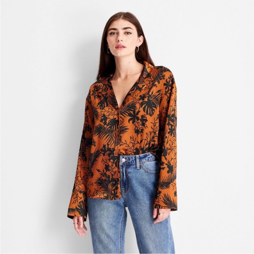 Long Sleeve Satin Blouse- Future Collective with Kahlana Barfield Brown …